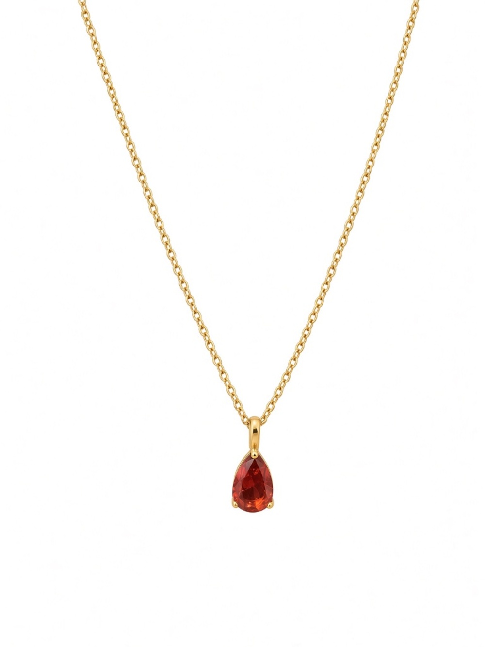 18K Gold-Plated July Birthstone Ruby Red CZ Necklace